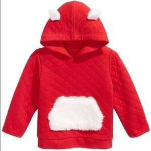 NFS.  Baby faux-fur-trim quilted red hoodie First Impression